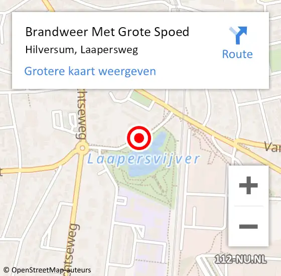 Locatie op kaart van de 112 melding: Brandweer Met Grote Spoed Naar Hilversum, Laapersweg op 2 februari 2016 17:27