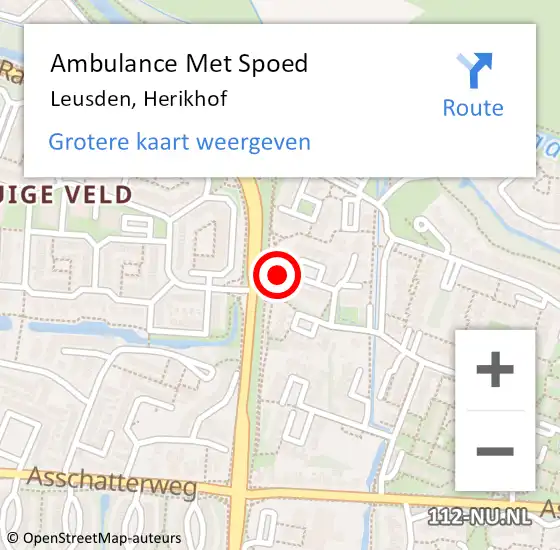 Locatie op kaart van de 112 melding: Ambulance Met Spoed Naar Leusden, Herikhof op 2 februari 2016 18:14