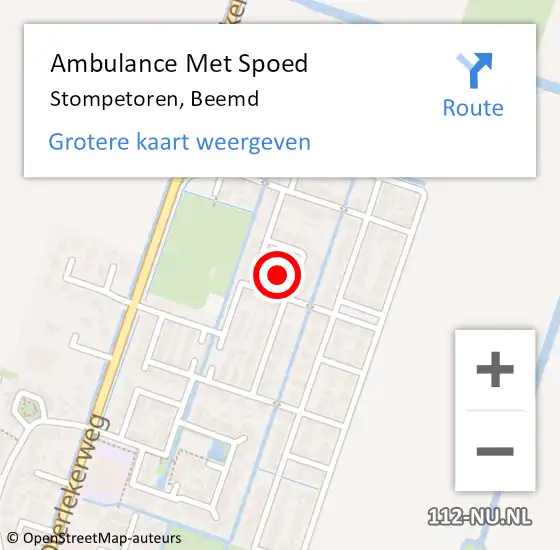 Locatie op kaart van de 112 melding: Ambulance Met Spoed Naar Stompetoren, Beemd op 2 februari 2016 20:37