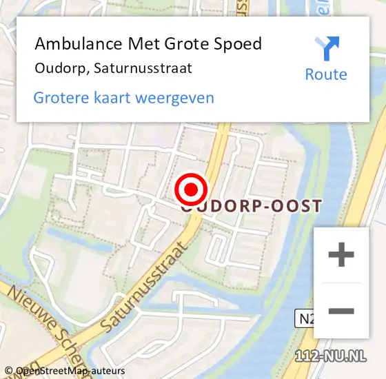 Locatie op kaart van de 112 melding: Ambulance Met Grote Spoed Naar Oudorp, Saturnusstraat op 2 februari 2016 20:42