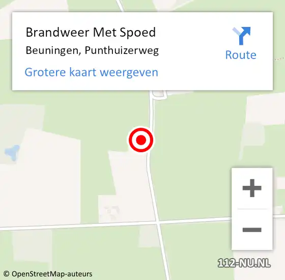 Locatie op kaart van de 112 melding: Brandweer Met Spoed Naar Beuningen, Punthuizerweg op 2 februari 2016 21:11