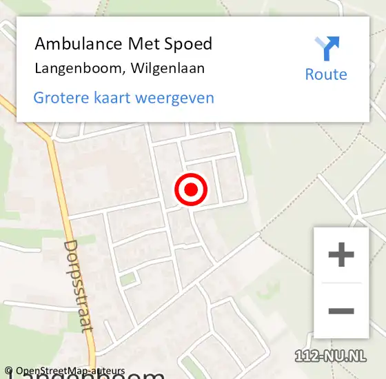 Locatie op kaart van de 112 melding: Ambulance Met Spoed Naar Langenboom, Wilgenlaan op 2 februari 2016 21:38