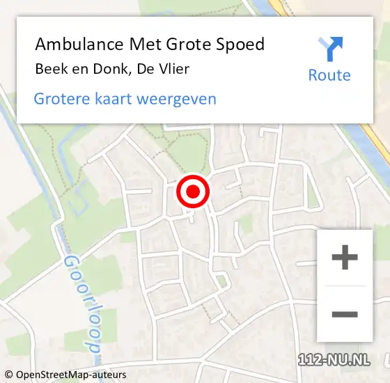 Locatie op kaart van de 112 melding: Ambulance Met Grote Spoed Naar Beek en Donk, De Vlier op 2 februari 2016 21:44