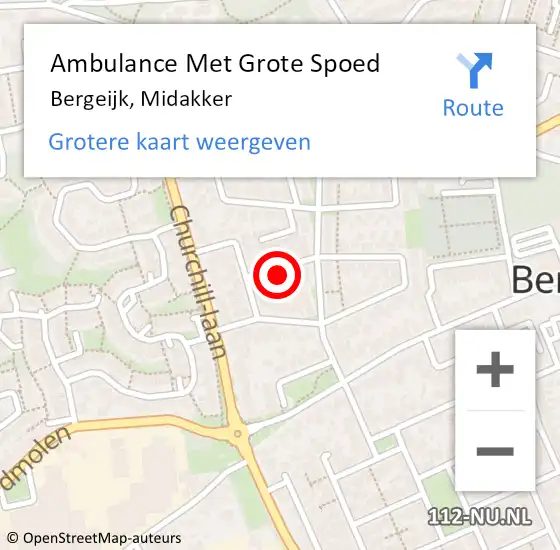 Locatie op kaart van de 112 melding: Ambulance Met Grote Spoed Naar Bergeijk, Midakker op 2 februari 2016 21:45