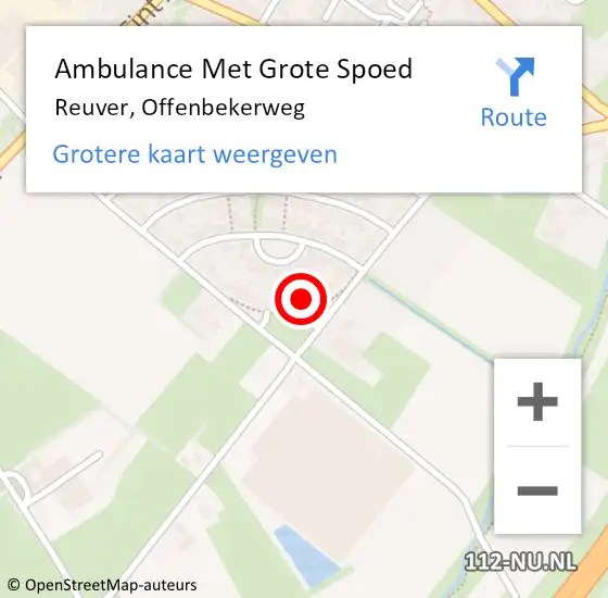 Locatie op kaart van de 112 melding: Ambulance Met Grote Spoed Naar Reuver, Offenbekerweg op 14 september 2013 23:06