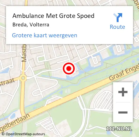 Locatie op kaart van de 112 melding: Ambulance Met Grote Spoed Naar Breda, Volterra op 3 februari 2016 02:07