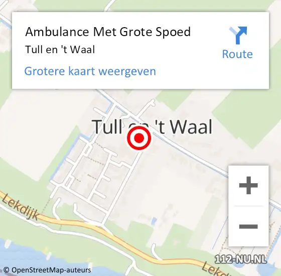 Locatie op kaart van de 112 melding: Ambulance Met Grote Spoed Naar Tull en 't Waal op 3 februari 2016 05:58