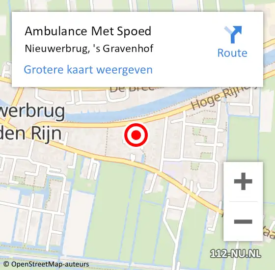 Locatie op kaart van de 112 melding: Ambulance Met Spoed Naar Nieuwerbrug, 's Gravenhof op 3 februari 2016 06:31