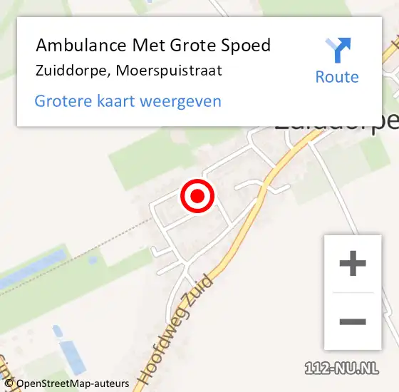 Locatie op kaart van de 112 melding: Ambulance Met Grote Spoed Naar Zuiddorpe, Moerspuistraat op 3 februari 2016 07:18
