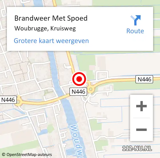 Locatie op kaart van de 112 melding: Brandweer Met Spoed Naar Woubrugge, Kruisweg op 3 februari 2016 08:11