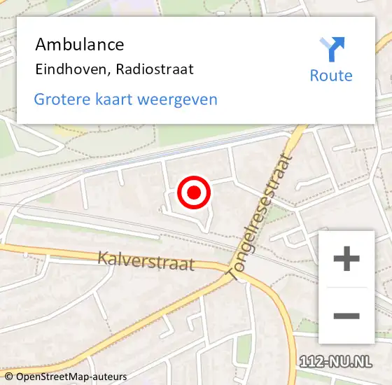 Locatie op kaart van de 112 melding: Ambulance Eindhoven, Radiostraat op 3 februari 2016 09:01