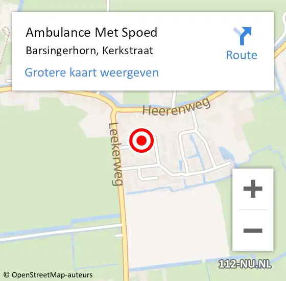 Locatie op kaart van de 112 melding: Ambulance Met Spoed Naar Barsingerhorn, Kerkstraat op 3 februari 2016 09:21