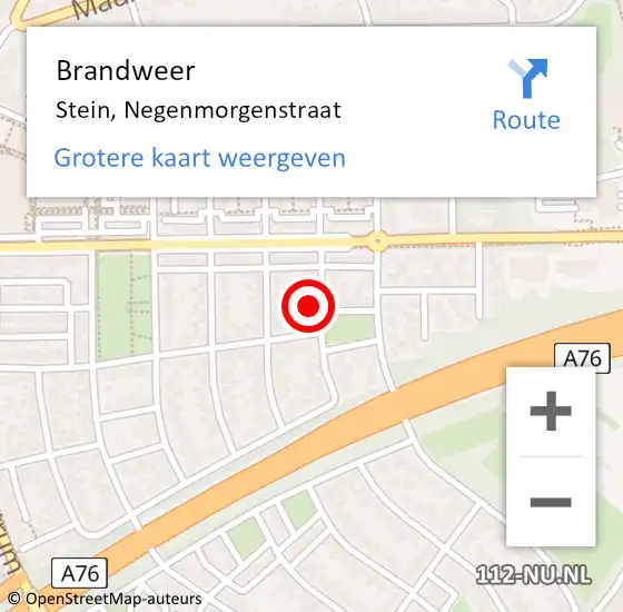 Locatie op kaart van de 112 melding: Brandweer Stein, Negenmorgenstraat op 5 december 2013 09:40