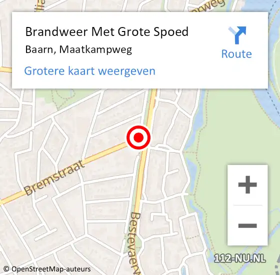 Locatie op kaart van de 112 melding: Brandweer Met Grote Spoed Naar Baarn, Maatkampweg op 3 februari 2016 11:16