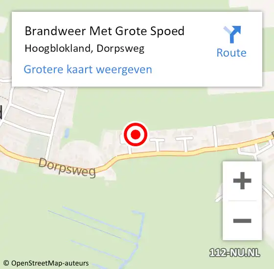 Locatie op kaart van de 112 melding: Brandweer Met Grote Spoed Naar Hoogblokland, Dorpsweg op 3 februari 2016 11:22