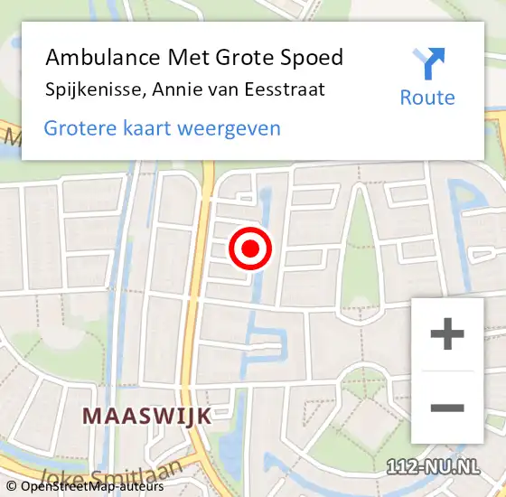 Locatie op kaart van de 112 melding: Ambulance Met Grote Spoed Naar Spijkenisse, Annie van Eesstraat op 3 februari 2016 11:49