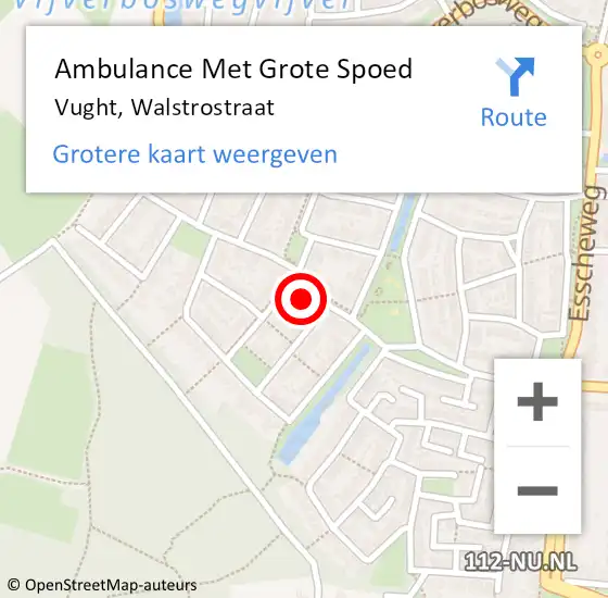 Locatie op kaart van de 112 melding: Ambulance Met Grote Spoed Naar Vught, Walstrostraat op 3 februari 2016 12:24