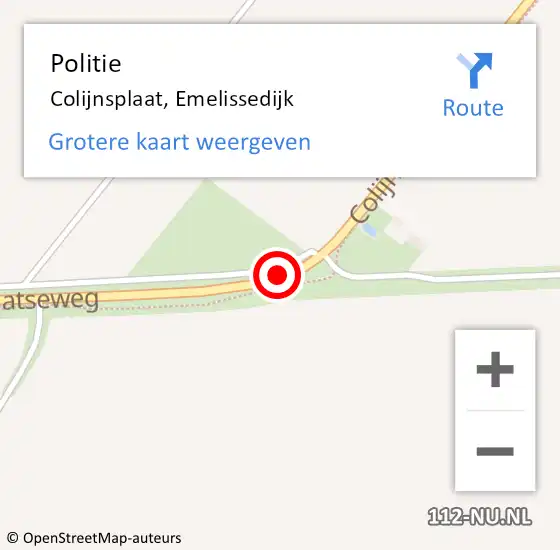 Locatie op kaart van de 112 melding: Politie Colijnsplaat, Emelissedijk op 3 februari 2016 13:53