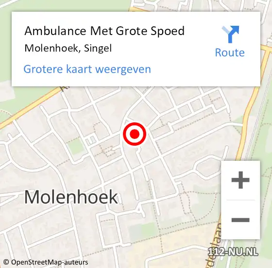 Locatie op kaart van de 112 melding: Ambulance Met Grote Spoed Naar Molenhoek, Singel op 3 februari 2016 14:55