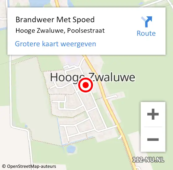 Locatie op kaart van de 112 melding: Brandweer Met Spoed Naar Hooge Zwaluwe, Poolsestraat op 3 februari 2016 14:59