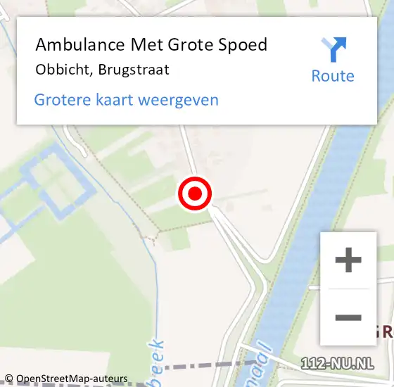 Locatie op kaart van de 112 melding: Ambulance Met Grote Spoed Naar Obbicht, Brugstraat op 14 september 2013 23:15