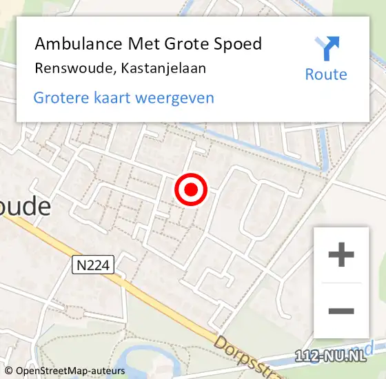 Locatie op kaart van de 112 melding: Ambulance Met Grote Spoed Naar Renswoude, Kastanjelaan op 3 februari 2016 15:27