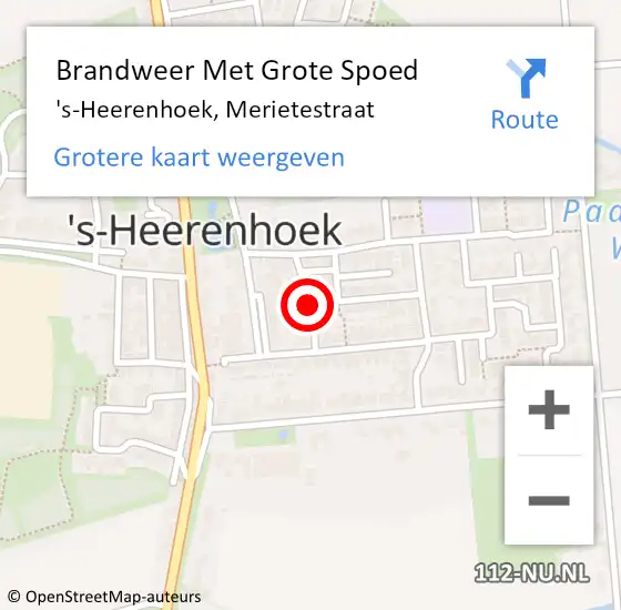 Locatie op kaart van de 112 melding: Brandweer Met Grote Spoed Naar 's-Heerenhoek, Merietestraat op 3 februari 2016 15:27