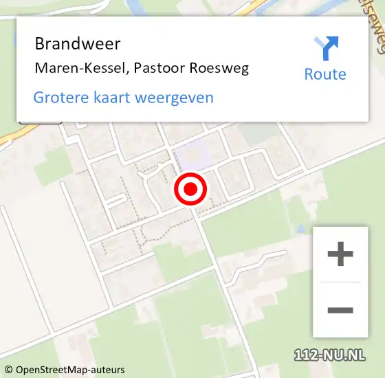 Locatie op kaart van de 112 melding: Brandweer Maren-Kessel, Pastoor Roesweg op 3 februari 2016 16:34