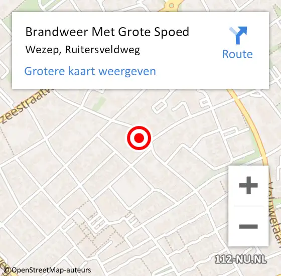 Locatie op kaart van de 112 melding: Brandweer Met Grote Spoed Naar Wezep, Ruitersveldweg op 3 februari 2016 16:55