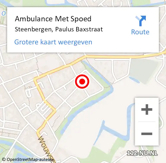 Locatie op kaart van de 112 melding: Ambulance Met Spoed Naar Steenbergen, Paulus Baxstraat op 3 februari 2016 17:57