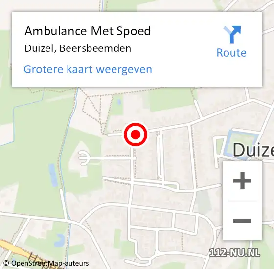 Locatie op kaart van de 112 melding: Ambulance Met Spoed Naar Duizel, Beersbeemden op 3 februari 2016 18:11