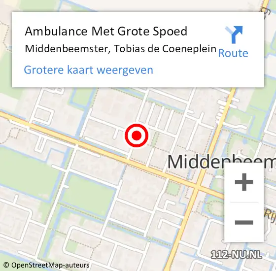 Locatie op kaart van de 112 melding: Ambulance Met Grote Spoed Naar Middenbeemster, Tobias de Coeneplein op 3 februari 2016 18:18