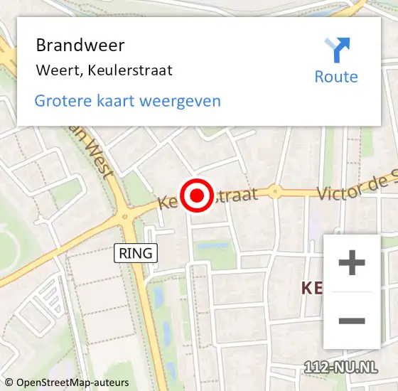 Locatie op kaart van de 112 melding: Brandweer Weert, Keulerstraat op 3 februari 2016 19:04