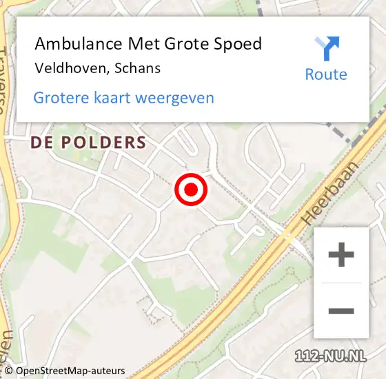 Locatie op kaart van de 112 melding: Ambulance Met Grote Spoed Naar Veldhoven, Schans op 3 februari 2016 19:31