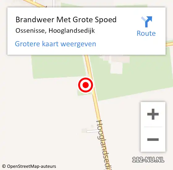 Locatie op kaart van de 112 melding: Brandweer Met Grote Spoed Naar Ossenisse, Hooglandsedijk op 3 februari 2016 19:51