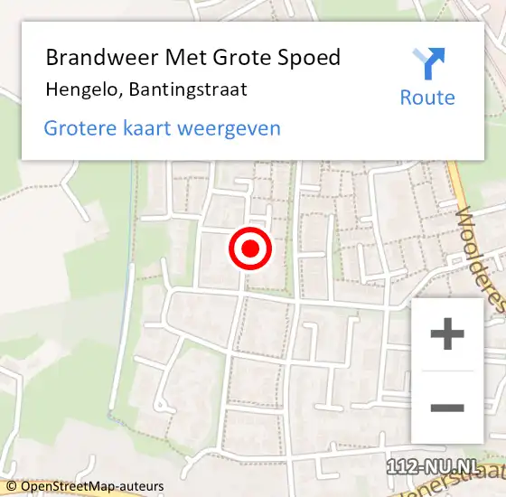 Locatie op kaart van de 112 melding: Brandweer Met Grote Spoed Naar Hengelo, Bantingstraat op 3 februari 2016 20:47