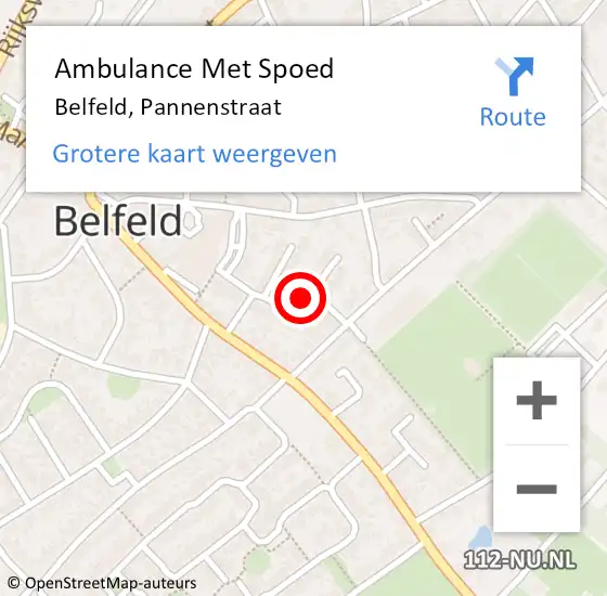 Locatie op kaart van de 112 melding: Ambulance Met Spoed Naar Belfeld, Pannenstraat op 3 februari 2016 20:50