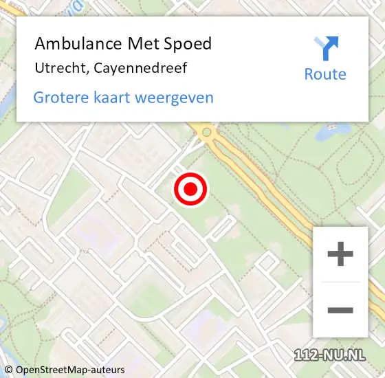 Locatie op kaart van de 112 melding: Ambulance Met Spoed Naar Utrecht, Cayennedreef op 3 februari 2016 21:13