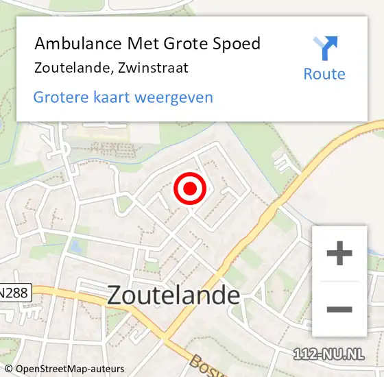 Locatie op kaart van de 112 melding: Ambulance Met Grote Spoed Naar Zoutelande, Zwinstraat op 3 februari 2016 23:43