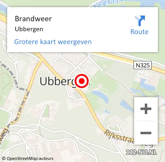 Locatie op kaart van de 112 melding: Brandweer Ubbergen op 4 februari 2016 02:53