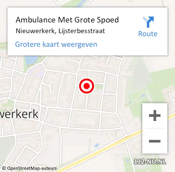 Locatie op kaart van de 112 melding: Ambulance Met Grote Spoed Naar Nieuwerkerk, Lijsterbesstraat op 4 februari 2016 03:04