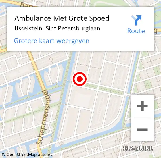 Locatie op kaart van de 112 melding: Ambulance Met Grote Spoed Naar IJsselstein, Sint Petersburglaan op 4 februari 2016 04:17