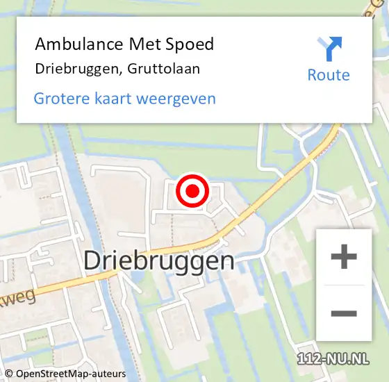 Locatie op kaart van de 112 melding: Ambulance Met Spoed Naar Driebruggen, Gruttolaan op 4 februari 2016 04:36