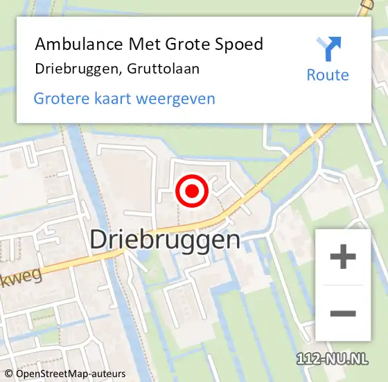 Locatie op kaart van de 112 melding: Ambulance Met Grote Spoed Naar Driebruggen, Gruttolaan op 4 februari 2016 04:38