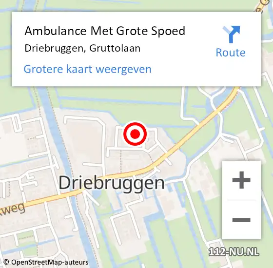 Locatie op kaart van de 112 melding: Ambulance Met Grote Spoed Naar Driebruggen, Gruttolaan op 4 februari 2016 04:41