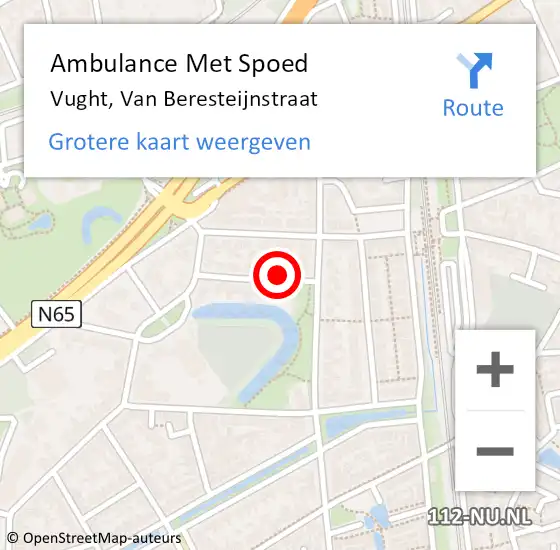 Locatie op kaart van de 112 melding: Ambulance Met Spoed Naar Vught, Van Beresteijnstraat op 4 februari 2016 06:23