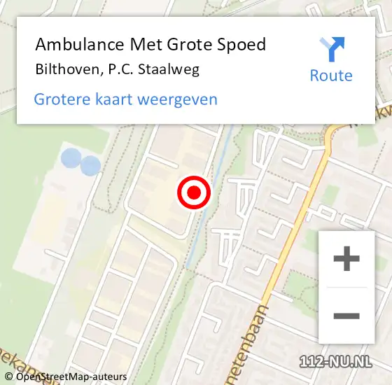 Locatie op kaart van de 112 melding: Ambulance Met Grote Spoed Naar Bilthoven, P.C. Staalweg op 4 februari 2016 07:21