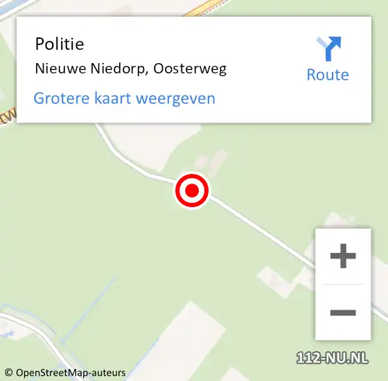 Locatie op kaart van de 112 melding: Politie Nieuwe Niedorp, Oosterweg op 4 februari 2016 08:24