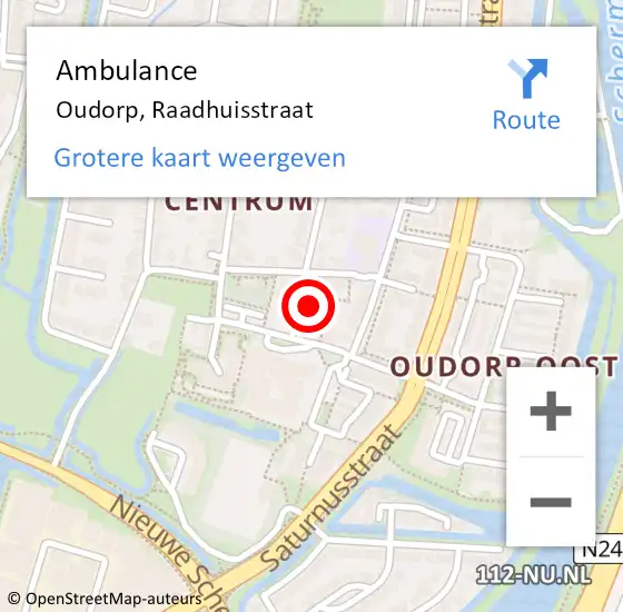 Locatie op kaart van de 112 melding: Ambulance Oudorp, Raadhuisstraat op 4 februari 2016 08:50