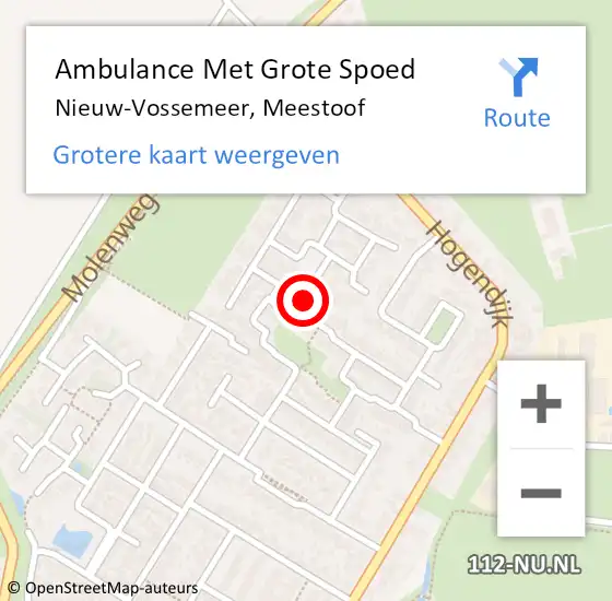 Locatie op kaart van de 112 melding: Ambulance Met Grote Spoed Naar Nieuw-Vossemeer, Meestoof op 4 februari 2016 09:02